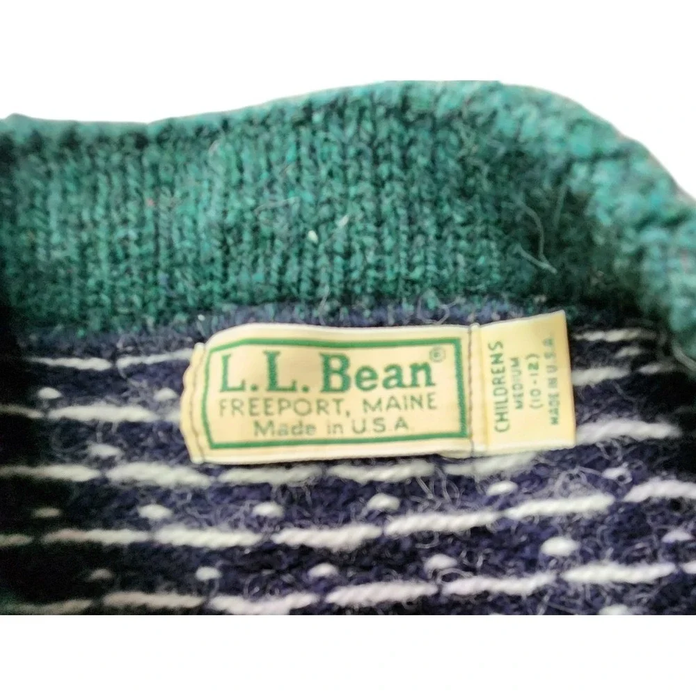 L.L. Bean Classic Snowflake Wool‎ Cardigan Children's Size M